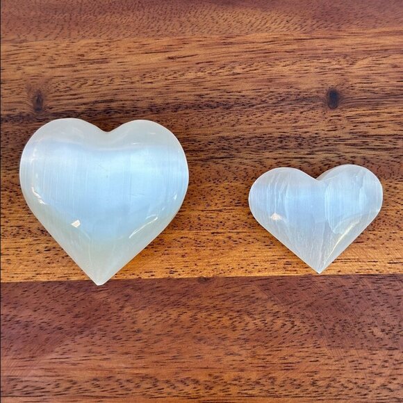 Selenite Crystal Heart, Polished Natural White Gemstone, Small: 1.5" - Picture 7 of 11